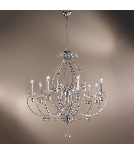 Chandelier classique CARAT chrome 8 ampoules