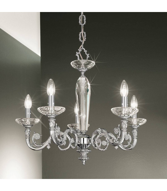 Lampadario classico CONTARINI cromato 5 lampadine