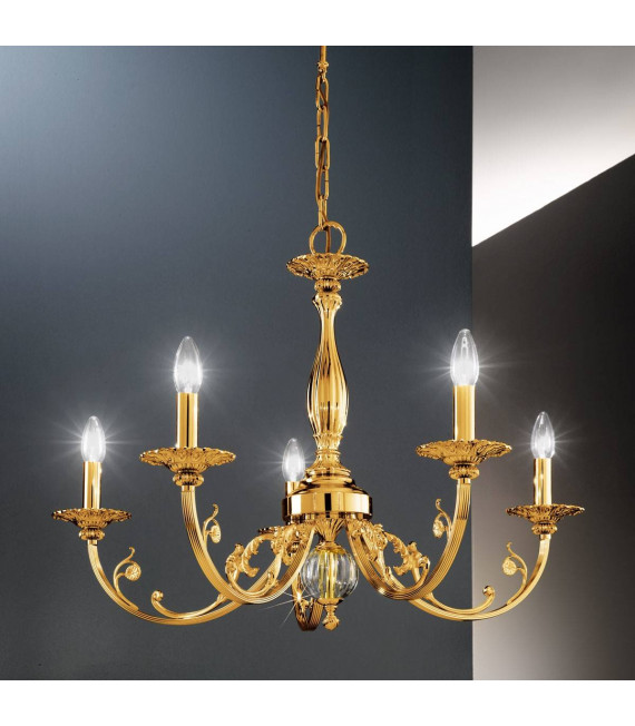 Chandelier classique PISANI or Français 5 ampoules