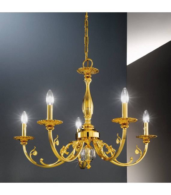 Klassischer Kerzenhalter PISANI 24 Karat Gold 5 Glühbirnen