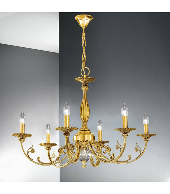 Candelabro clásico PISANI oro francés 6 bombillas