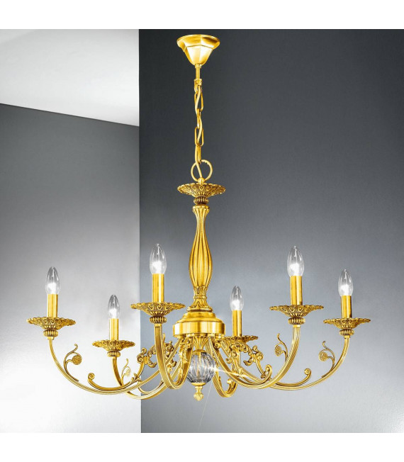 Chandelier classique PISANI Or 24 Carats 6 ampoules