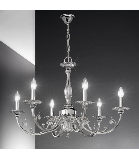 Candeliere classico PISANI cromato 6 lampadine
