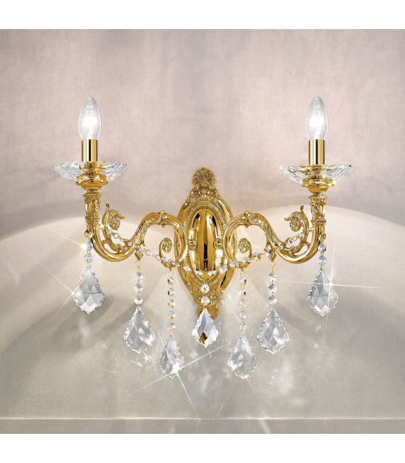 Applique classica CONTARINI CRYSTAL oro francese 2 lampadine