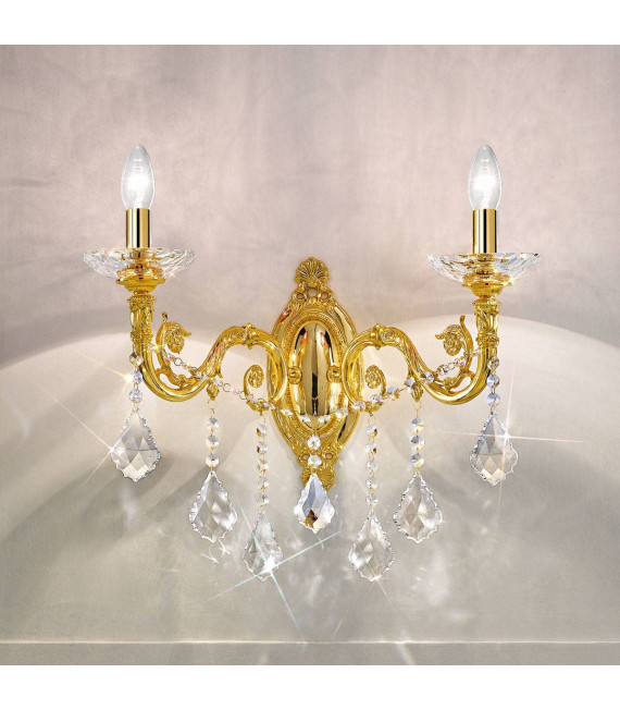 Applique murale classique CONTARINI CRYSTAL Or 24 Carats 2 ampoules