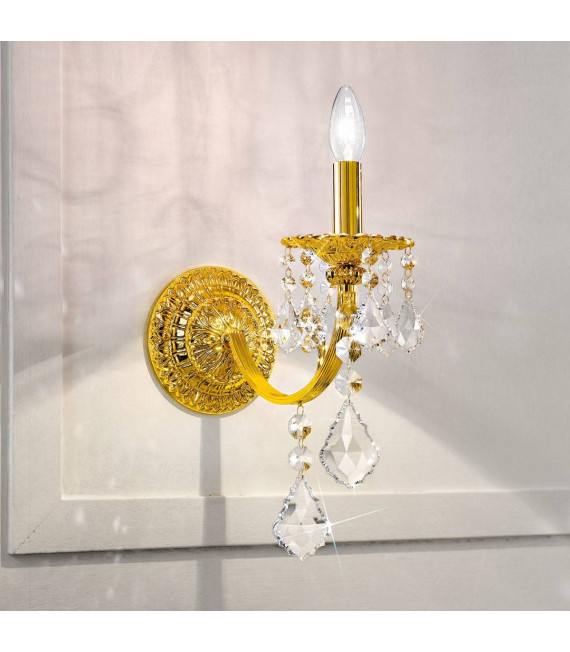 Klassische Wandleuchte PISANI CRYSTAL French Gold 1 Glühbirne