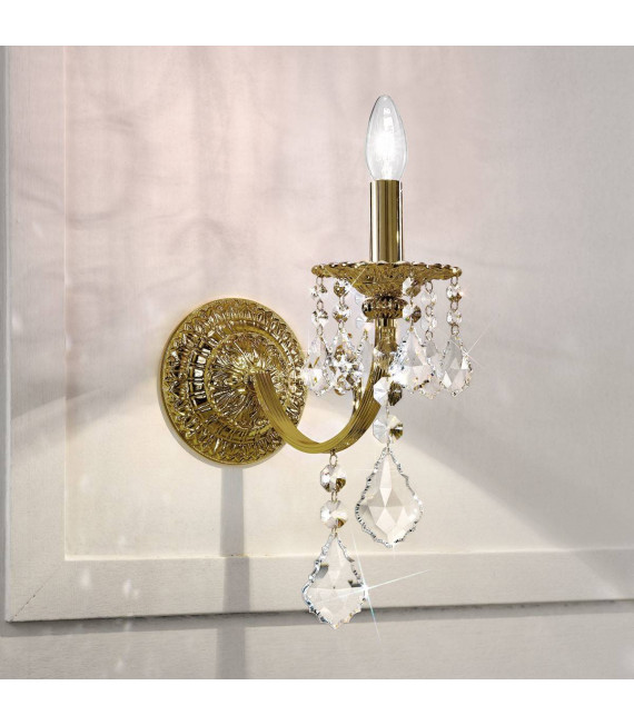 Applique classica PISANI CRYSTAL ottone antico 1 lampadina