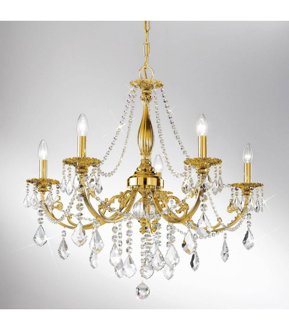 Candelabro clásico PISANI CRYSTAL French gold 5 bombillas