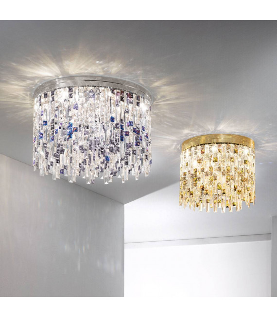 Plafoniera design PRISMA 24 carati oro 6 lampadine