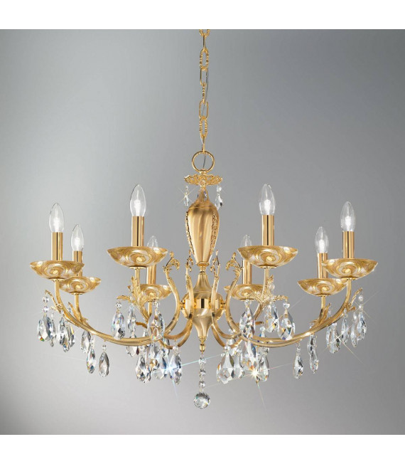 Candeliere classico VICTORIA 2 oro 24 carati 8 lampadine