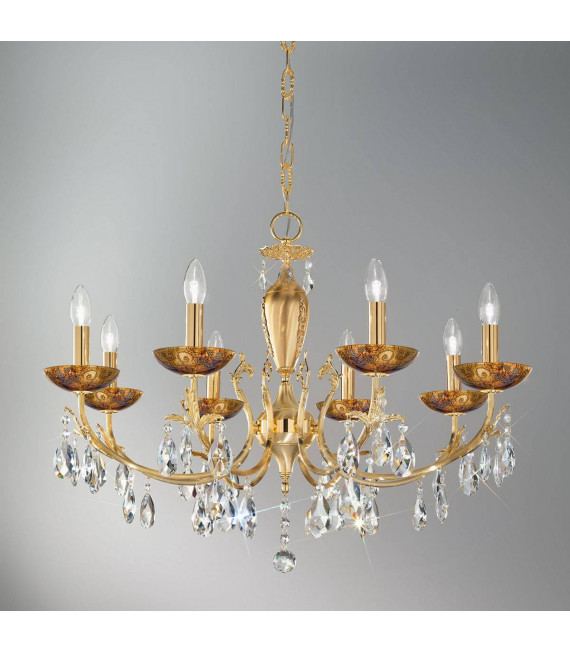 Candelabro clásico VICTORIA 2 Oro 24 Quilates 8 bombillas
