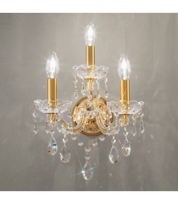 Klassische Wandleuchte SCHÖNBRUNN 24 Karat Gold 3 Glühbirnen