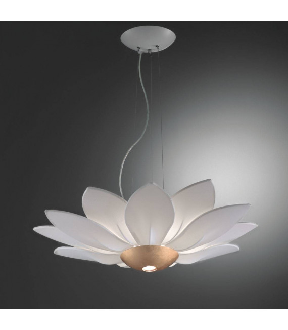 Lampada a sospensione design FIORE foglia oro 7 lampadine