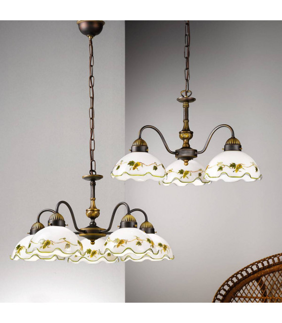 Chandelier style cosy NONNA laiton antique 3 ampoules