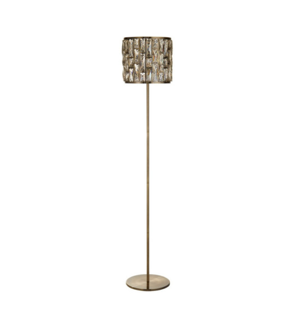 Lampada da terra Bijou in acciaio dolce, vetro ottone anticato