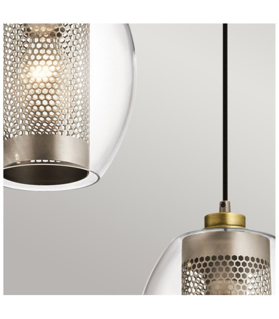 Asher Pendant Steel, Glass Antique Pewter