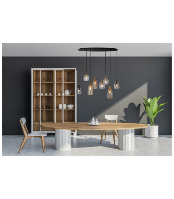 Suspension Divine Acier doux,verre Noir