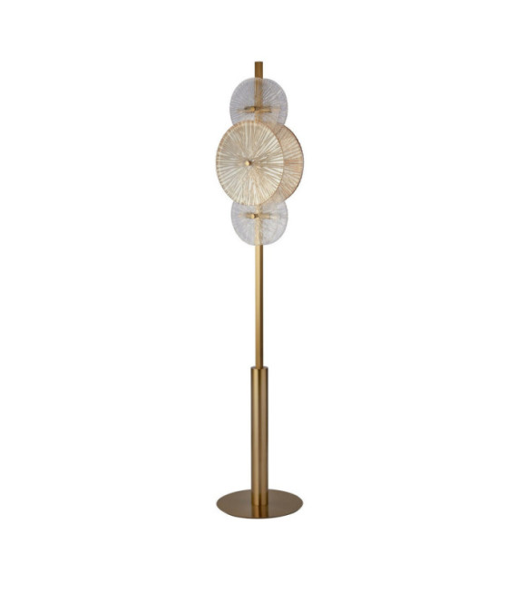 Wagon Floor Lamp Mild Steel, Glass Brass