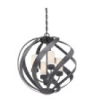 Suspension Quoizel Verre gravé opale,acier Vieux Noir