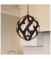 Suspension Quoizel Verre gravé opale,acier Vieux Noir