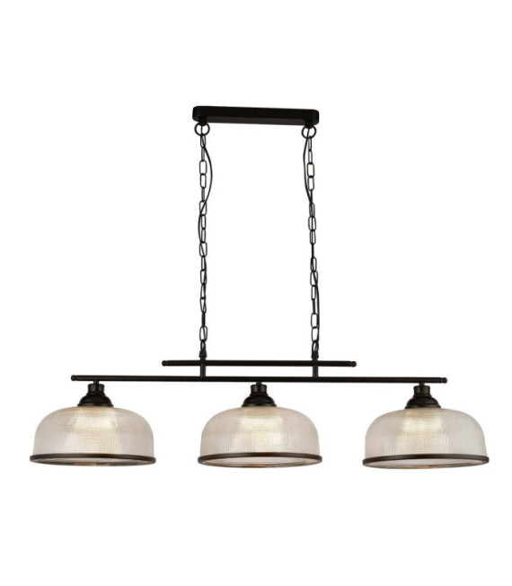 Highworth Pendelleuchte Weichstahl, schwarzes Glas