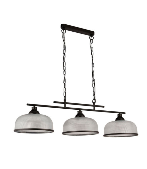 Lámpara colgante Highworth Acero dulce, Vidrio negro