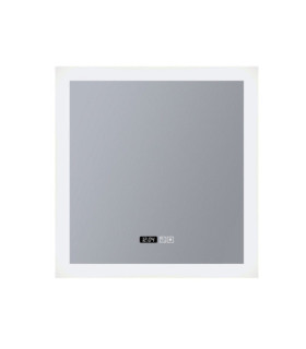 Espejo de baño cuadrado de acero dulce, vidrio transparente, blanco