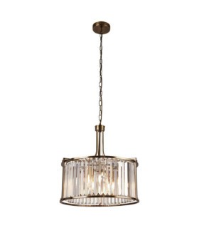 Victoria Pendelleuchte Weichstahl, Glas Antikmessing