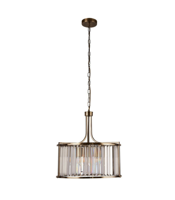 Victoria Pendelleuchte Weichstahl, Glas Antikmessing
