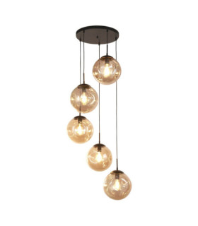 Punch Pendelleuchte Weichstahl, schwarzes Glas