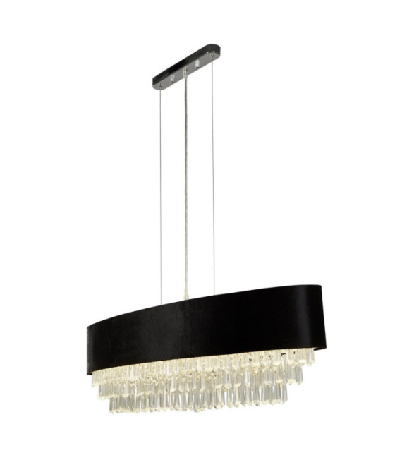 Glamor Crystal pendant light, mild steel, acrylic, Chrome fabric