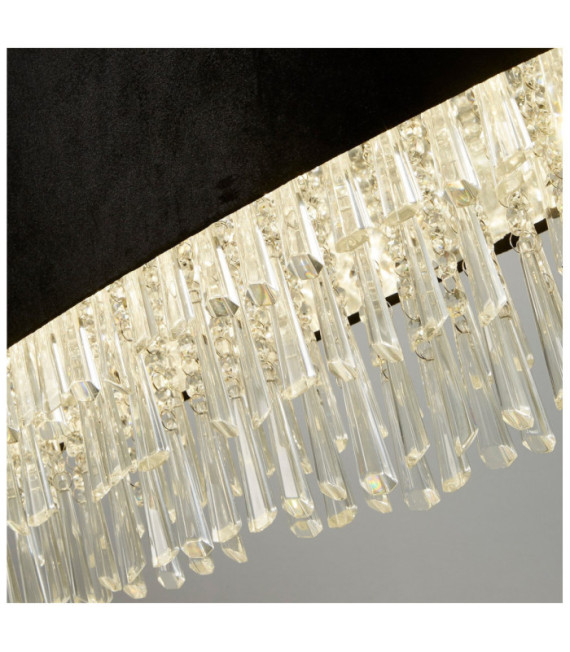 Glamor Crystal pendant light, mild steel, acrylic, Chrome fabric
