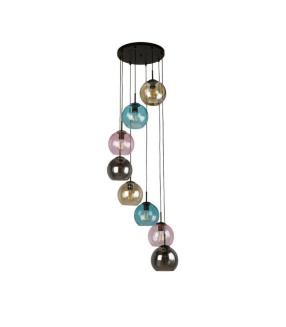 Suspension Mardi Acier doux,verre Noir