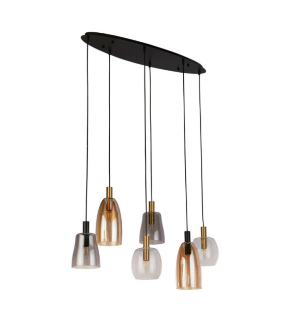 Lampada a sospensione Divine Acciaio dolce, vetro nero