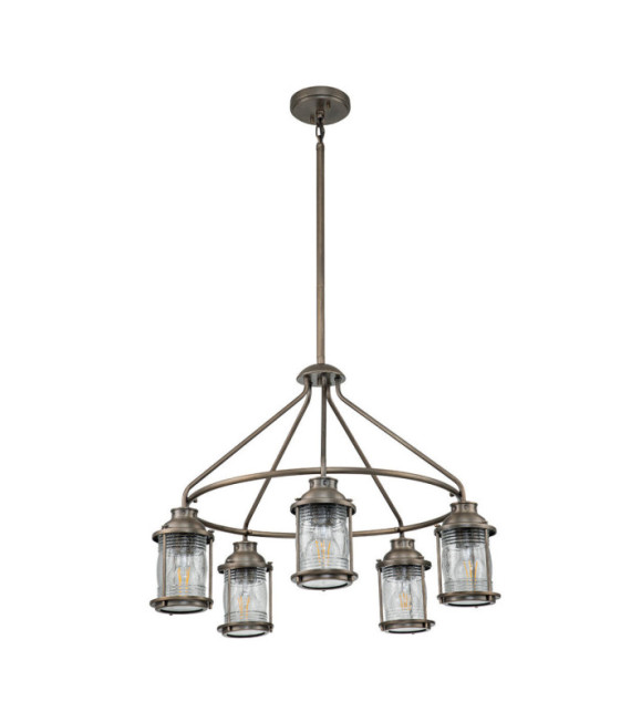 Lampada a sospensione da esterno Kichler Alluminio, ottone, vetro granulato trasparente Bronzo brunito
