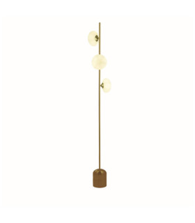 Lampadaire Pebble Acier doux Blanc, Laiton satiné