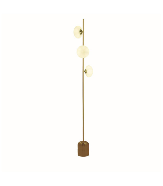 Lampada da terra Pebble in acciaio dolce bianco, ottone satinato