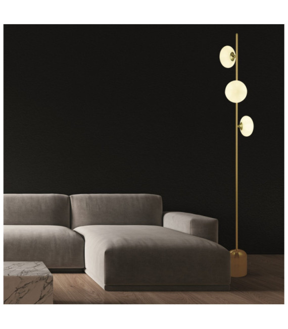 Pebble Floor Lamp Mild Steel White, Satin Brass