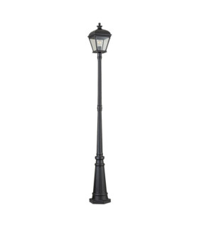 Lámpara de pie de exterior Bayview Aluminio fundido, cristal biselado transparente Negro