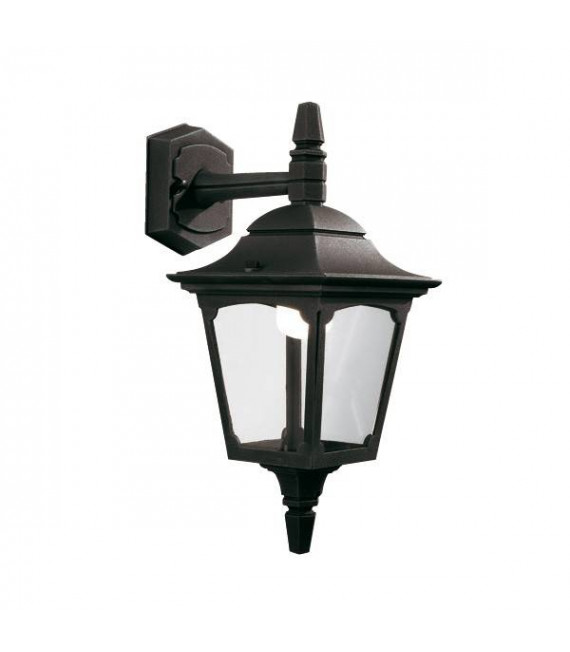Kapellenwandlampe, schwarzes Aluminium und Glas