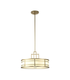 Lampada a sospensione Fusion in vetro opale, acciaio, ottone naturale verniciato