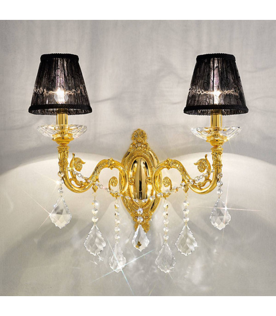 Klassische Wandleuchte CONTARINI CRYSTAL 24 Karat Gold 2 Glühbirnen