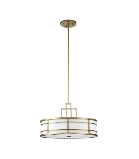 Lampada a sospensione Fusion in vetro opale, acciaio, ottone naturale verniciato