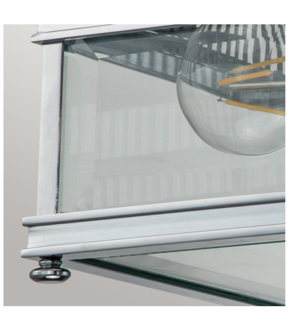 Holborn Deckenleuchte für den Außenbereich, klares Glas, massives Messing, poliertes Chrom