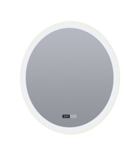 Specchio da bagno rotondo in acciaio dolce, vetro trasparente, bianco