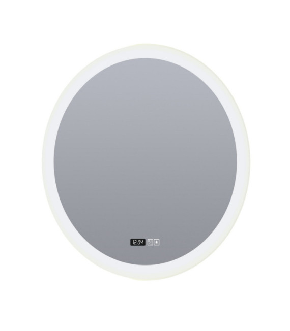 Specchio da bagno rotondo in acciaio dolce, vetro trasparente, bianco