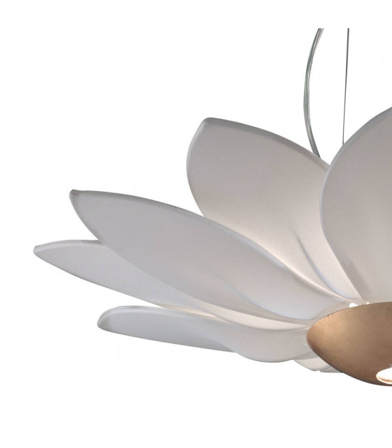 Lampada a sospensione design FIORE foglia oro 7 lampadine