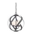 Suspension Quoizel Verre gravé opale,acier Vieux Noir
