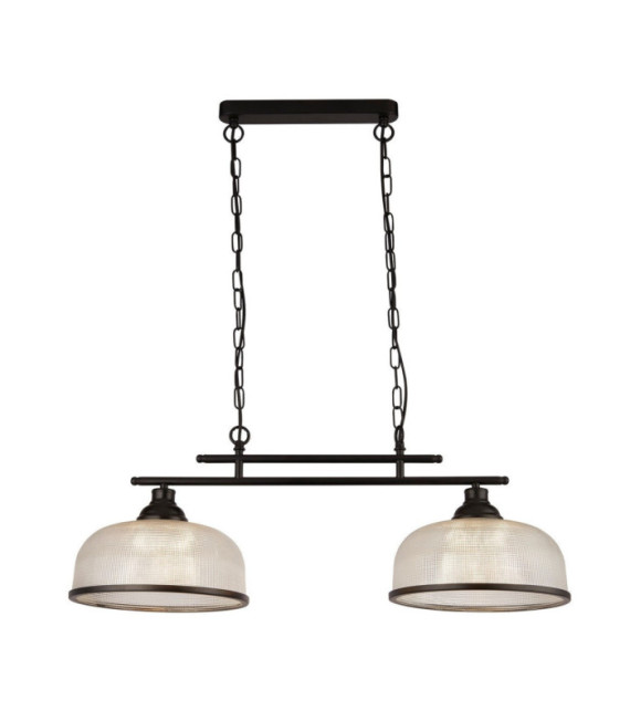 Lámpara colgante Highworth Acero dulce, Vidrio transparente, negro