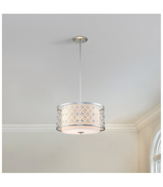 Suspension Ziggy Verre,Acier Argent Laqué